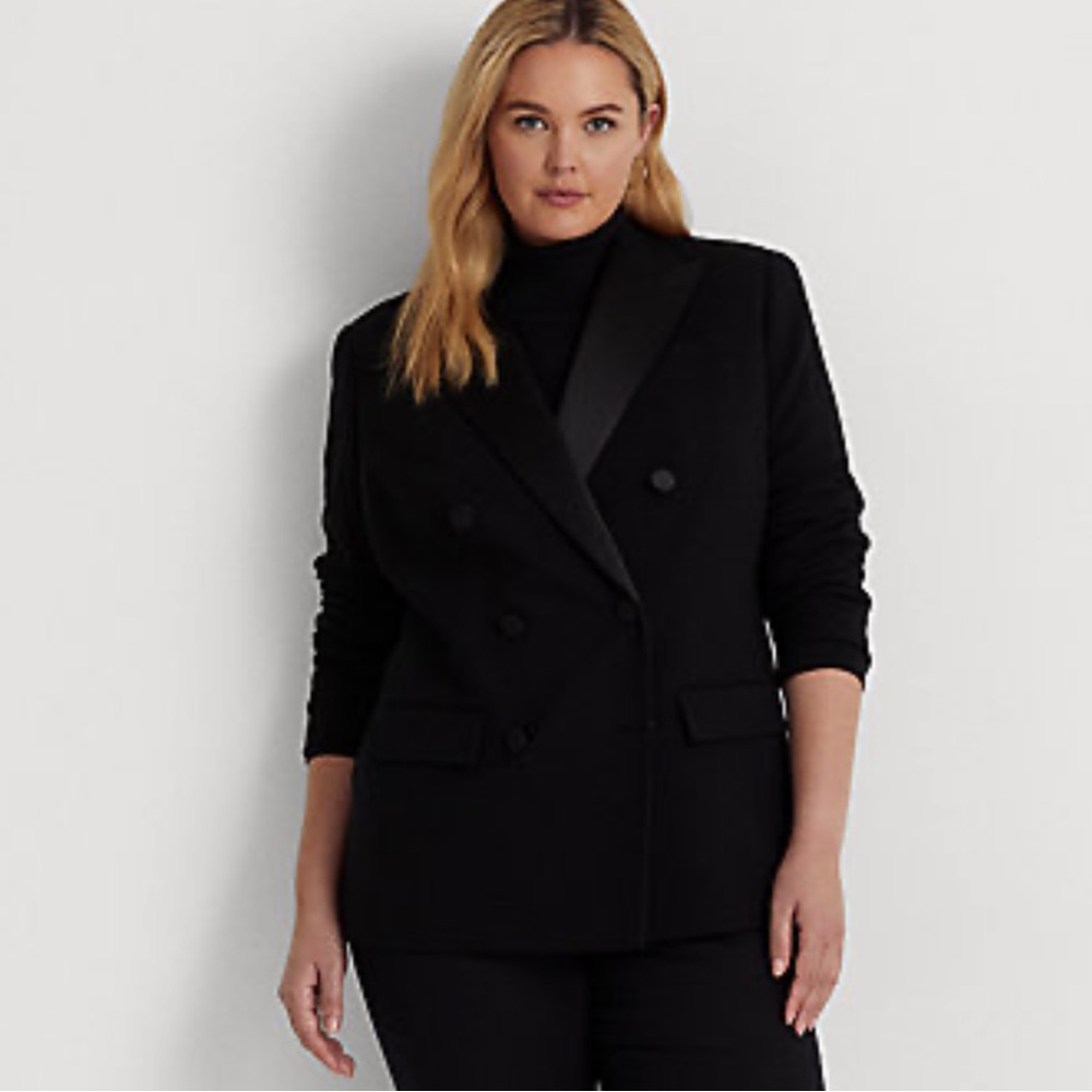 ✨ Ralph Lauren Wool Crepe Double Breasted Blazer – Black | NWT | $598 Retail ✨